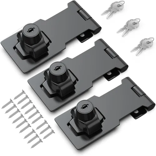 Miniatura 12 de Cerradura de cerrojo con llave de 2.5 pulgadas para armarios y puertas pequeñas, diseño de perilla giratoria, aleación de zinc resistente con hierro