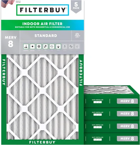 Miniatura 12 de Filterbuy Filtro de aire de 8 x 14 x 1 pulgadas MERV 8, protección contra el polvo (paquete de 5), filtros de aire de repuesto plisados HVAC