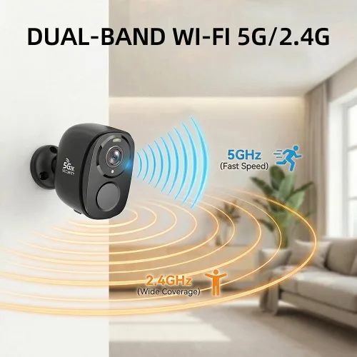 Miniatura 6 de Rraycom Paquete de 4 cámaras de seguridad inalámbricas para exteriores 5G/2.4G, cámara de 2K alimentada por batería con detección de movimiento AI