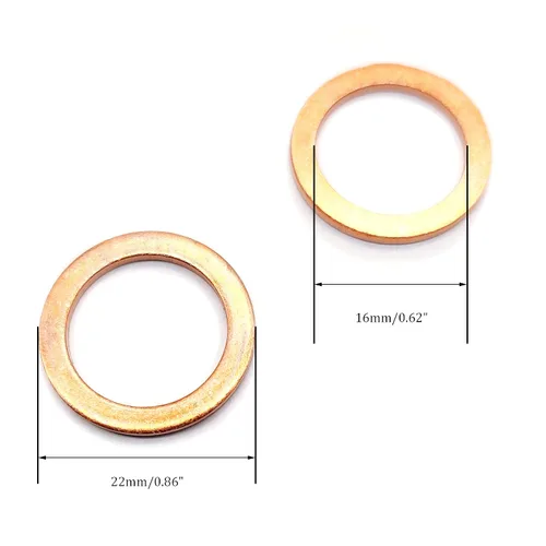 Miniatura 2 de Anillo de sellado de cobre para arandela plana M16, 0.630 in ID 0.866 in OD 0.059 in de grosor, junta de sellado métrico, 30 piezas