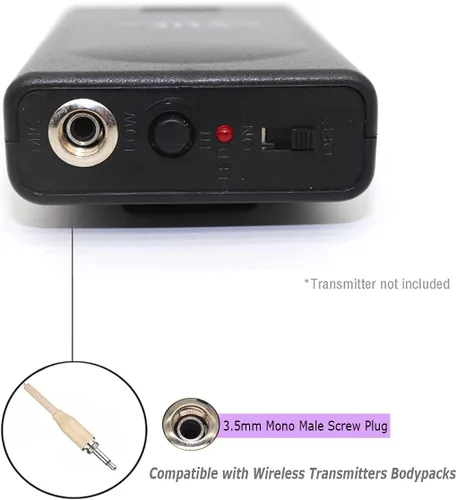 Miniatura 6 de Micrófono de auriculares con doble auricular sobre la oreja Micrófono compatible con sistema inalámbrico Transmisor de Bodypack con cable de 3.9 ft