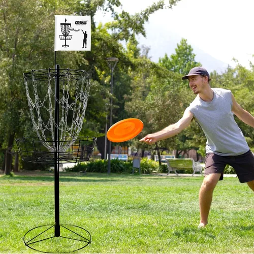 Miniatura 7 de GSE Games & Sports Expert PRO - Cesta portátil de golf de disco, 12 cadenas/24 cadenas, disco volador de metal, cestas de práctica de golf