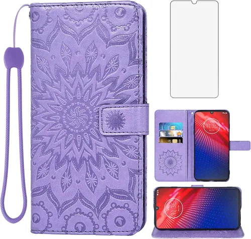 Miniatura 10 de Funda de teléfono para Motorola Moto Z4 Play/Moto Z4 con protector de pantalla de vidrio templado, funda magnética de cuero, soporte para tarjetas