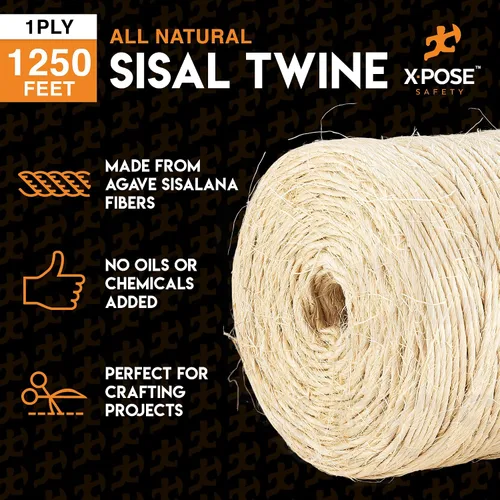 Miniatura 3 de Cuerda de sisal – Cuerda de fibra natural fina de 1 capa en el carrete – para poste rascador de gatos, piezas de repuesto de árbol de gato, juguete