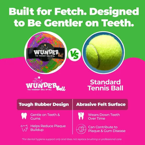 Miniatura 4 de WACKYwalk'r WUNDERball Juguete Duradero de Buscar para Perros – Pelota de Goma Natural Indestructible, Más Segura que las Pelotas de Tenis, Flota