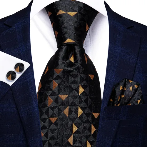 Miniatura 106 de Hi-Tie Corbatas de seda para hombre, diseño de cachemira a rayas, con bolsillo, gemelos cuadrados, conjunto formal de negocios