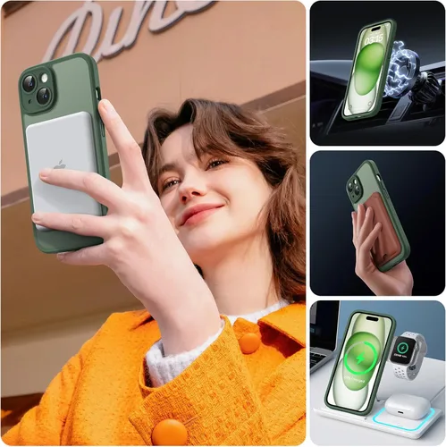 Miniatura 6 de TOCOL Funda para teléfono 15, compatible con cargador Magsafe, protección completa de cámara, protección contra caídas, funda translúcida mate