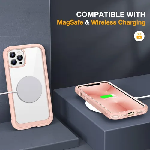 Miniatura 6 de Miracase Funda de vidrio para iPhone 13 Pro Max de 6.7 pulgadas, funda transparente de cuerpo completo con protector de pantalla de vidrio templado