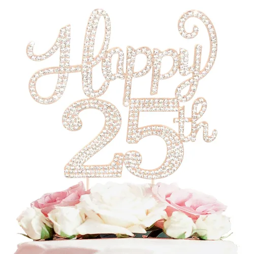 Miniatura 90 de LASKYER Decoración de feliz cumpleaños número 10, decoración de pastel de diamantes de imitación dorados de 10º cumpleaños – Letrero de metal