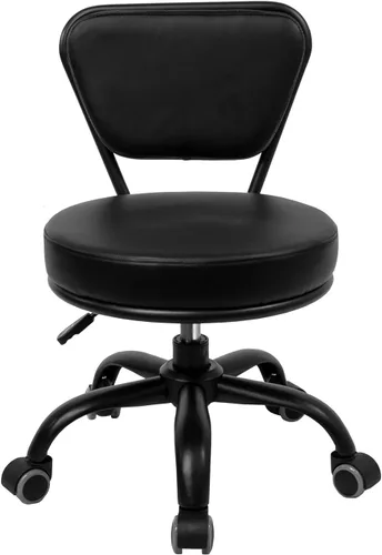Miniatura 3 de Dayton Asiento con ruedas para garaje (negro mate) neumático, taburete corto con altura ajustable de 13 a 15 pulgadas, perfecto para oficina