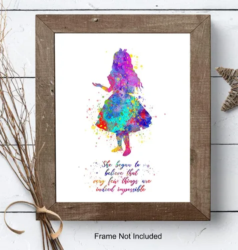 Miniatura 8 de Cita inspiradora – Impresión artística de pared del país de las maravillas de Alicia – Gran regalo motivacional – Póster de decoración de habitación