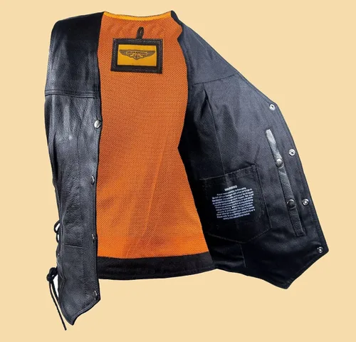 Miniatura 3 de Dream - Chaleco de cuero para mujer, 7 bolsillos, bolsillos laterales, bolsillo para pistola en el interior, regular, Regular