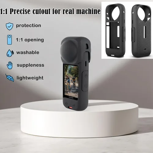 Miniatura 5 de PCTC Insta 360 X4 - Funda protectora de silicona con tapa de lente para accesorios Insta 360 X4, funda de silicona para cámara de acción Insta360 X4