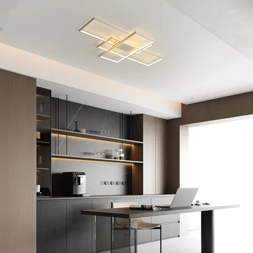 Miniatura 6 de GEADI Lámpara de techo moderna regulable, lámpara de techo LED blanca de 35.4 pulgadas con control remoto, accesorio de iluminación rectangular