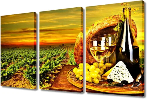 Miniatura 97 de Obra de arte para paredes del hogar, 3 paneles de letras de vino tinto, pinturas de corcho, impresiones HD, arte de pared de corcho de vino sobre
