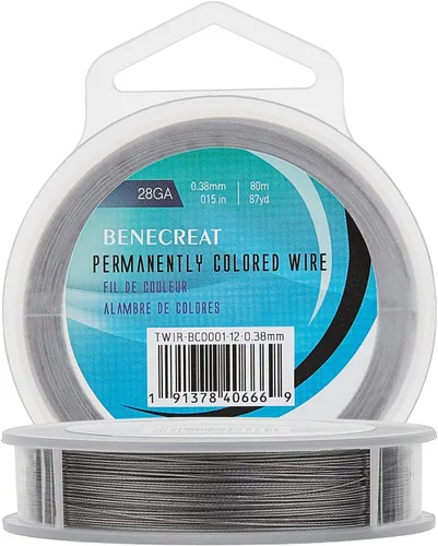 Miniatura 28 de BENECREAT 98 pies 0.02 pulgadas (0.5mm) alambre de cuentas de 7 hebras negro alambre de acero inoxidable recubierto de nailon para collar, pulsera