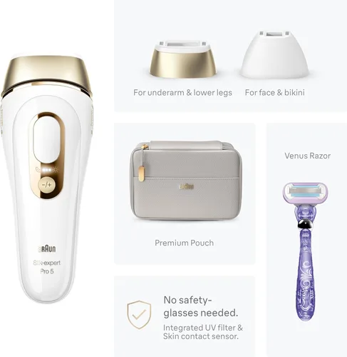 Miniatura 11 de Braun - Dispositivo de depilación láser de larga duración IPL para mujeres y hombres, Silk Expert Pro5 PL5157, cuerpo completo, con maquinilla