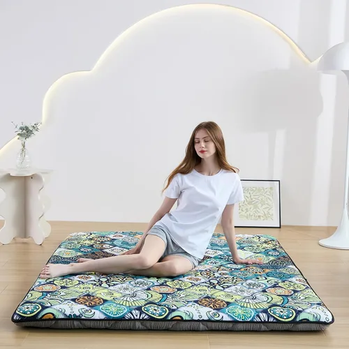 Miniatura 7 de Zelladorra Japanese Floor Mattress Twin, Anti-Slip Japanese Futon Roll Up Tatami Mat for Guests, Black