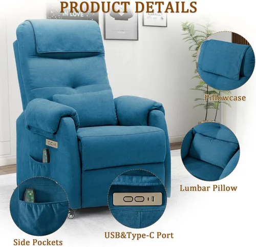 Miniatura 6 de Korser Sillón Reclinable Eléctrico para Adultos, Sillón Reclinable con Rodillos para Espacios Pequeños, Silla Eléctrica con Funciones de Masaje