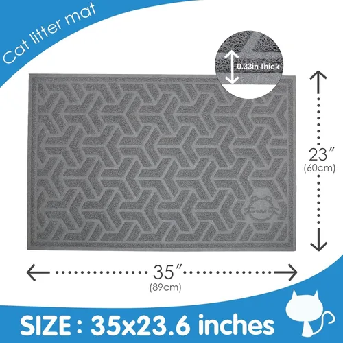 Miniatura 3 de UPSKY Tapete de arena para gatos, tapete suave para patas de gatito, tapete grande para caja de arena de 35 x 24 pulgadas, control de dispersión