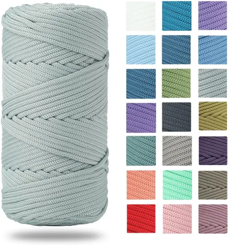 Miniatura 10 de Cordón de poliéster trenzado de 0.157 pulgadas, 160 yardas, hilo elástico para ganchillo, cuerda de poliéster para manualidades, bolsa de Beige