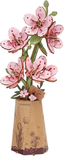 Miniatura 17 de rowood Rompecabezas 3D de flores de madera, juego de bloques de construcción de flores, kit de manualidades, día de la madre, día de San Valentín