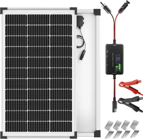 Miniatura 18 de Voltset Cargador de batería solar de 12 V – Kit de panel solar impermeable de 20 W con controlador MPPT inteligente – Mantenedor de cargador