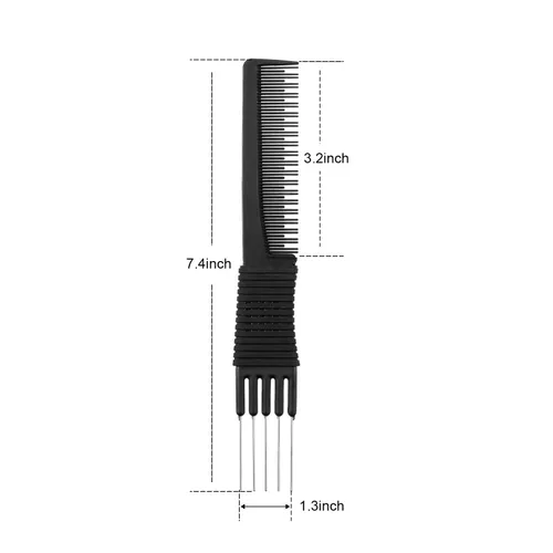 Miniatura 2 de Leinuosen Paquete de 2 peines de cola – burlas y levantamiento de fibra de carbono negro para colas de rata y peluquería o uso doméstico