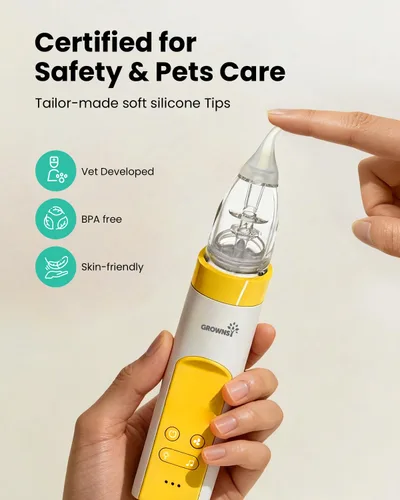 Miniatura 6 de GROWNSY Aspirador nasal eléctrico para mascotas, succión silenciosa de nariz y orejas para perros, gatos, cachorros y gatitos, succión ajustable