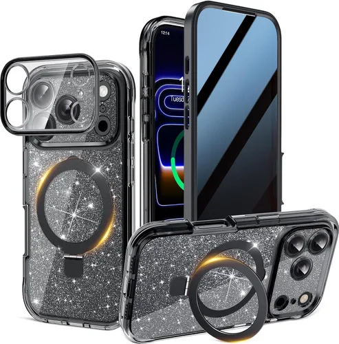 Miniatura 24 de Funda magnética de privacidad para iPhone 17 Pro Max [Cartulina con purpurina para bricolaje] [Soporte magnético invisible] Protector de pantalla