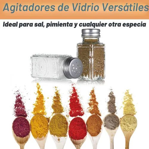 Miniatura 4 de Juego de 2 saleros y pimenteros de cristal, mezcladores de especias vintage para mesa de comedor, cocina, restaurante (estilo girasol)