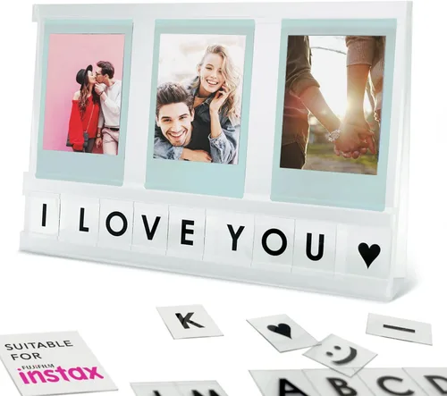 Elil Instax Mini - Marco de fotos con mensaje personalizado, marco de fotos acrílico para escritorio y pantalla de fotos, compatible con Fujifilm