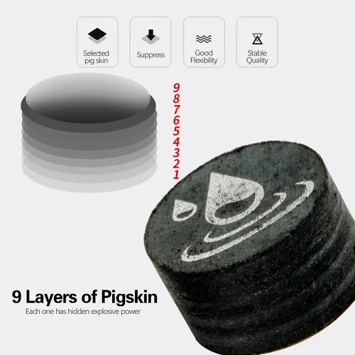 Miniatura 7 de KONLLEN Billar de billar de billar de 0.551 in, 8 capas de piel para taco profesional, accesorios de billar duraderos Tip-M-9 capas