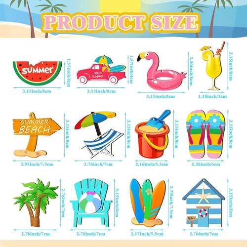 Miniatura 3 de 24 adornos de árbol de verano de Navidad en julio, decoración colgante de madera para playa, rebanadas de madera, decoraciones de árbol tropical