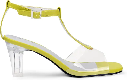 Miniatura 2 de ANN CREEK Sandalias de tacón transparente con correa en T y diamantes de imitación para mujer