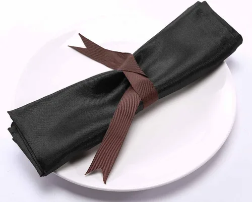 Miniatura 8 de Efavormart - Paquete de 25 servilletas de tela de satén sin costuras, resistentes a las arrugas, 20 x 20 pulgadas Negro