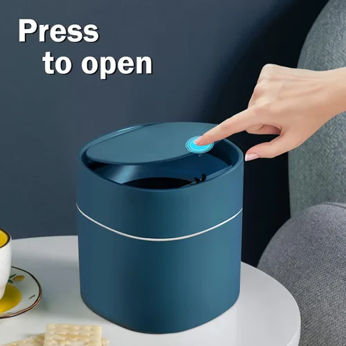 Miniatura 4 de Pequeño cubo de basura de escritorio con tapa, 2 piezas y bolsa de basura 360 piezas