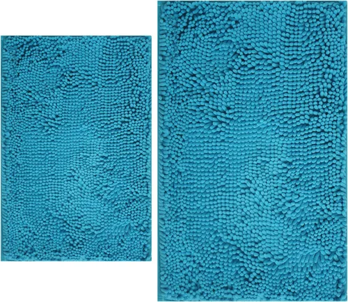 Miniatura 22 de Juegos de alfombras de baño de 2 piezas, alfombra de baño de felpilla extra suave ultra absorbente, alfombra de baño con base antideslizante de PVC