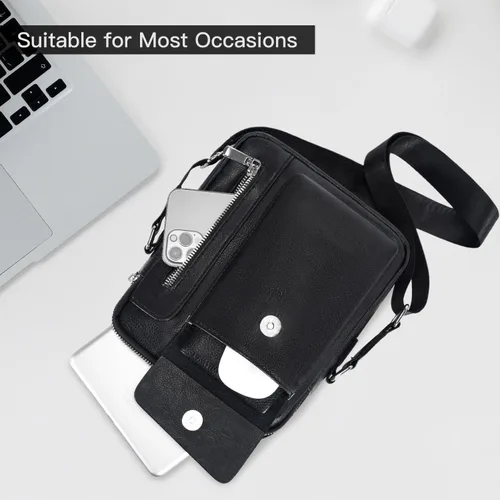 Miniatura 4 de Bolso cruzado pequeño para hombre, de piel sintética, bolso de mensajero, bolsa cruzada, bolsa de hombro, bolsa de pecho, trabajo, viajes al aire