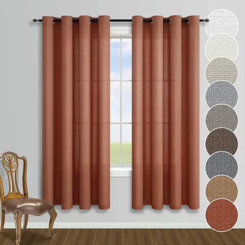 Miniatura 17 de KOUFALL - Cortinas transparentes con aspecto de lino