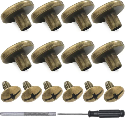 Miniatura 10 de YORANYO Juego de 30 tornillos Chicago de cuero, remaches de metal, remaches para ropa, tornillos de fijación de Chicago con picos y tachuelas