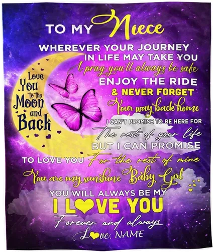 Miniatura 25 de Manta personalizada con texto en inglés «To My Niece», de Aunt Auntie Uncle Always Remember How Much I Love You Moon Butterfly Birthday Christmas
