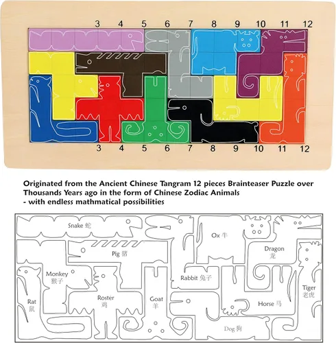 Miniatura 2 de Juegos de rompecabezas de pentominoes de madera, juegos de mesa familiares para niños y adultos, bloques de bloques de patrón matemático