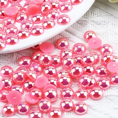 Miniatura 55 de 1500 PIEZAS 4mm Perlas Blancas de Media Parte Plana para Manualidades Joyería Álbum de Recortes Decoración de Uñas, Perlas de Parte Plana para Blanco