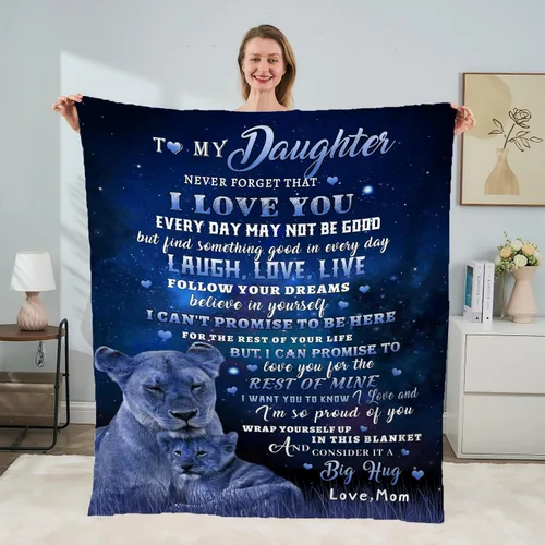 Miniatura 2 de Manta de regalo para mi hija de mamá, mantas de león azul para mi hija, regalos del día de las madres para hijas de mamá, regalo de cumpleaños de A