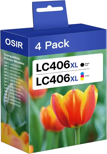 LC406XL - Cartuchos de tinta compatibles con Brother LC406XL LC406, alto rendimiento, funcionan con impresora Brother MFC-J4535DW MFC-J4335DW