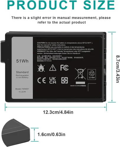 Miniatura 2 de 7WNW1 GK3D3 - Batería para portátil compatible con Dell Latitude 5424 5420 Rugged 7424 Extreme P85G P86G P137G P137G001 P137G002 P85G001 P86G001