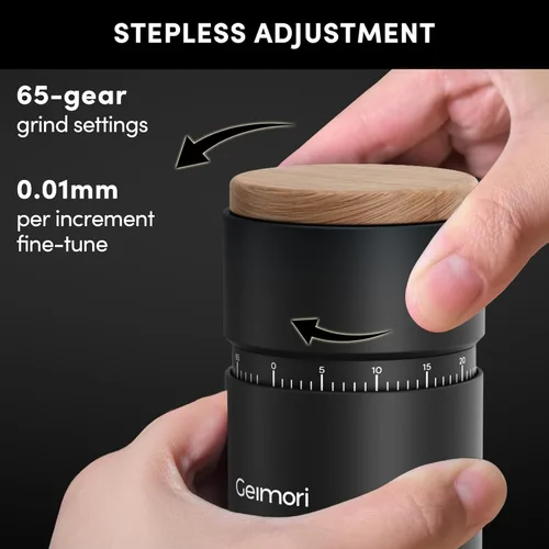 Miniatura 5 de Molinillo de café de rebabas, Wirsh Molino Eléctrico Portátil Geimori T38 Plus, Molinillo de espresso con rebaba cónica, Ajustes de molienda sin