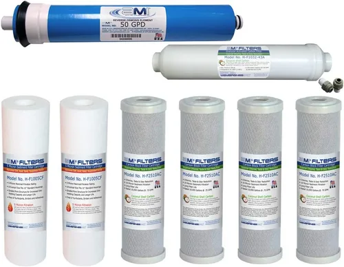 Filtro de ósmosis inversa AMI y reemplazo de membrana | Suministro de 1 año | Membrana de 50 GPD con filtro de pre y poste | para sistemas de