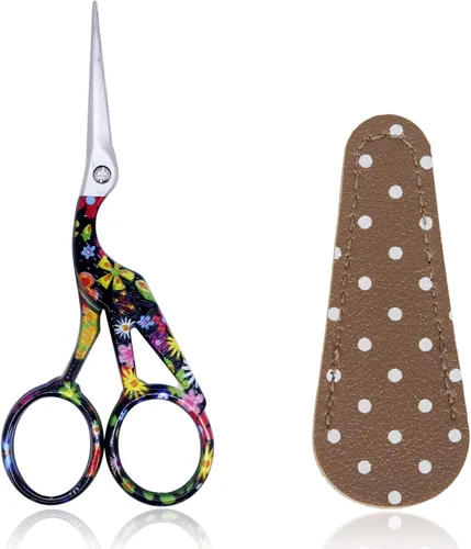 Miniatura 10 de BIHRTC - Tijeras de crochet de 4.5 pulgadas con estuche, tijeras de bordar de acero inoxidable, afiladas para manualidades, costura, hilo, Celadon